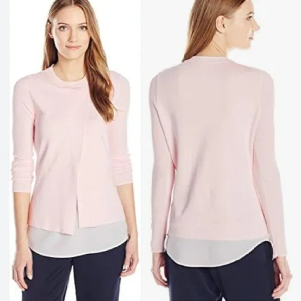 Ted Baker Denay Split Layered Knit Sweater Top Light Pink Cotton Coquette US6